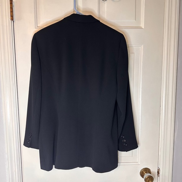 Alex Garfield Blazer Black Ribbed Business Career Button Front Jacket Size 10 - Picture 2 of 8